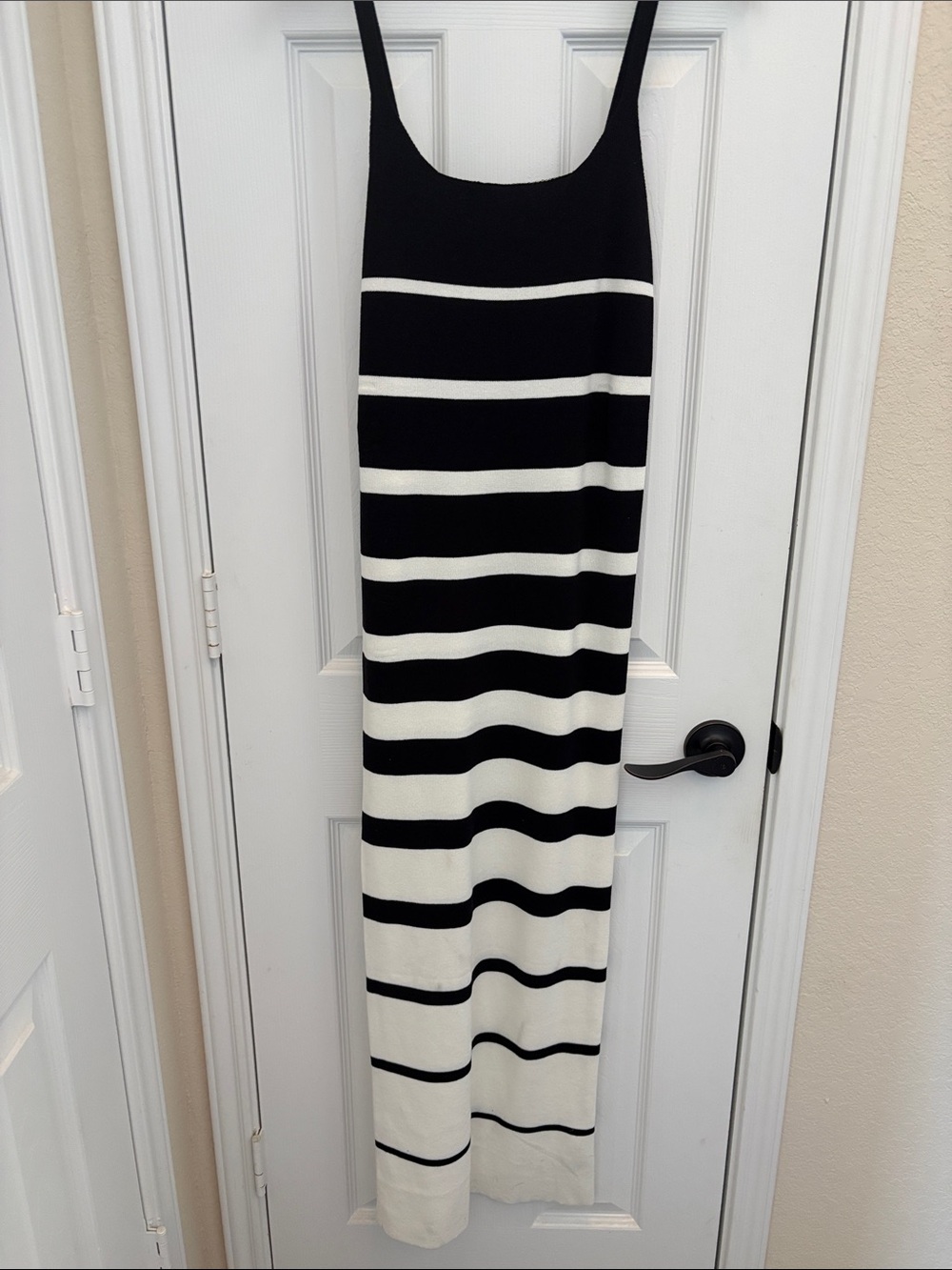 Black and White Striped Maxi Dress - Sleeveless